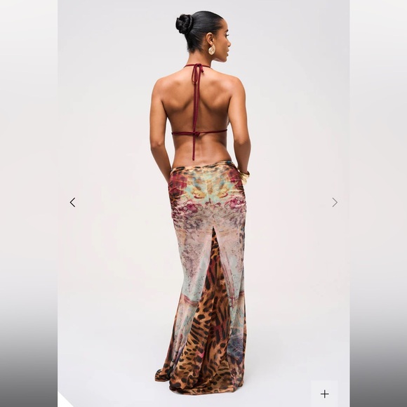 DEEP COWL MAXI DRESS IN VENICE PRINT - Picture 2 of 2